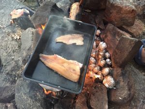 Fisch auf Lagerfeuer_Kanutour in Finnland